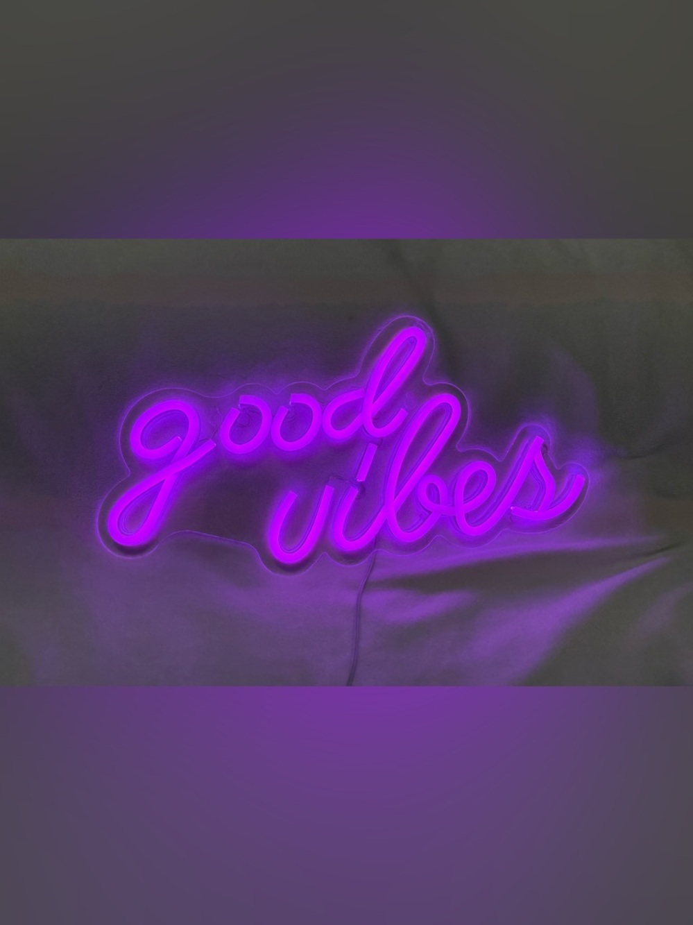 Neon 'Good Vibes' Wall Sign - Bright Purple LED Script